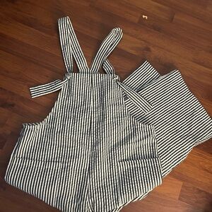 Lola Grace black and white pin striped overalls